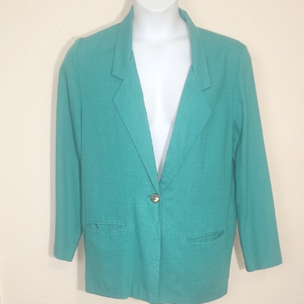 Sag Harbor Blue Blazer Women’s Size 12 Relaxed Fit Oversized Lightweight Career